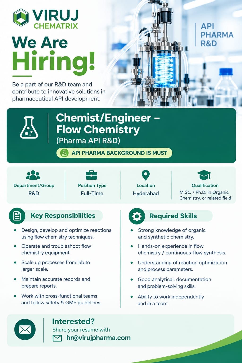 VIRUJ CHEMATRIX Hiring Poster